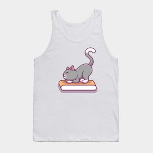 Cute Cat Scratching Cardboard Scratcher Tank Top